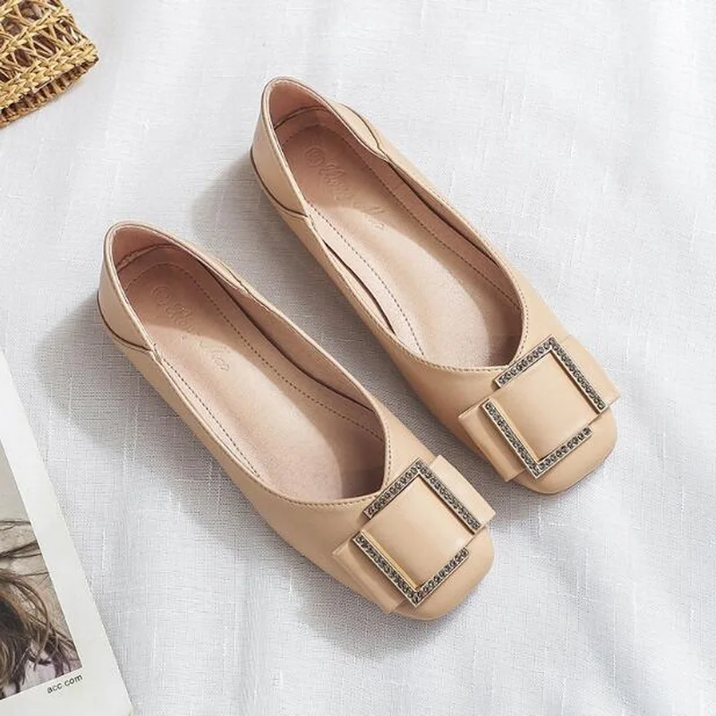 

Женские туфли на низком каблуке, балетки с квадратной пряжкой, лоферы без застежки, большие размеры, весна 2021