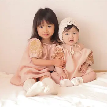 

Spot Spring and Summer New Short-sleeved Girl Girl European and American Style Holiday Pink Heavy Embroidery Dress