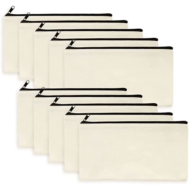 DIY blank canvas fabric storage kit 10 pieces ecru kit women's makeup kit mistress bag spark Jewelry Kit back makeup organizer cosmetic bag cosmetic storage bag toiletry bag makeup bag cosmetic case jewelry storage box storage bag product storage bag