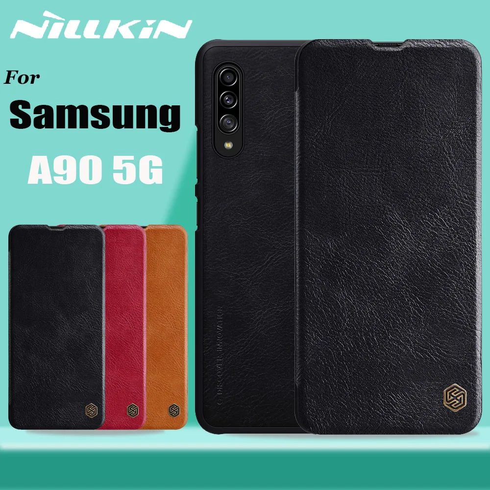 for Samsung Galaxy A90 5G Case Nillkin Genuine Soft PU Flip Leather Wallet Phone Back Full Cover Cases for Samsung A90 5G Shell