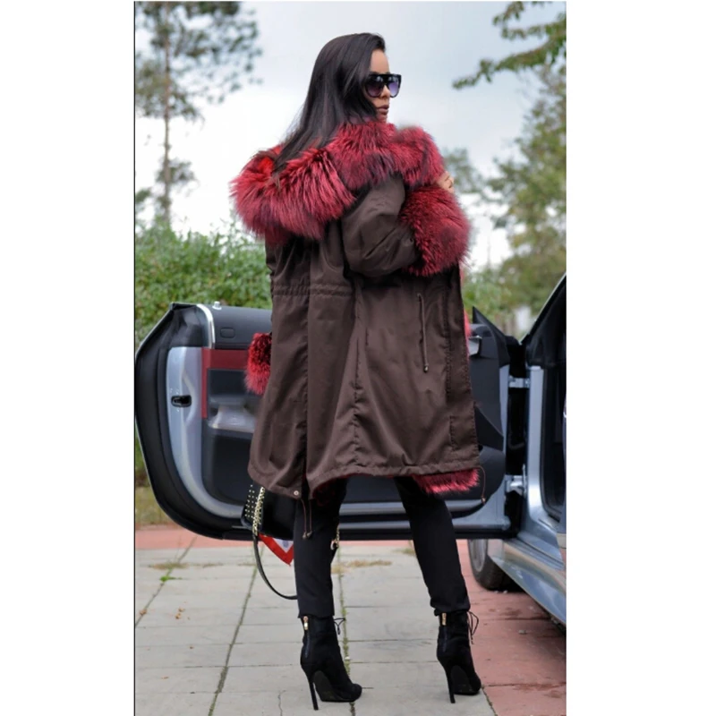 Furealux парка натуральный Лисий мех натуральный мех пальто зимняя куртка Женская Толстая теплая уличная Роскошная длинная верхняя одежда