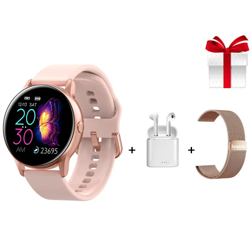 Pink watch Смарт-часы для женщин DT88 Smartwatch IP68 водонепроницаемый монитор сердечного ритма цветной экран мульти-спортивный режим фитнес-браслет для IOS - Цвет: Pink watch