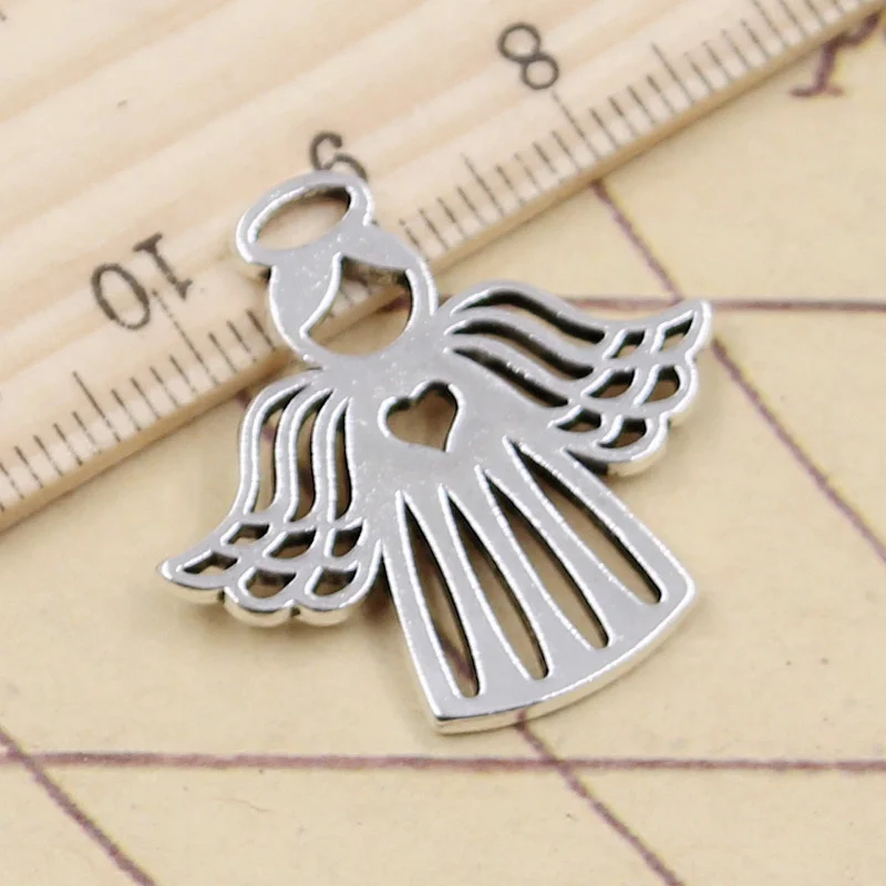 70 Perles Entretoises Tibétaines Argentées - Forme Aile D'ange, 26x7mm, Métal
