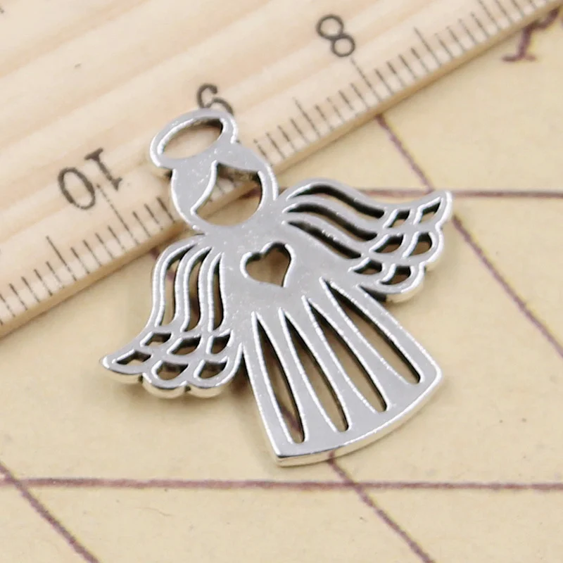 10pcs Charms Love The Heart Angel 27x28mm Tibetan Silver Color Pendants Antique Jewelry Making DIY Handmade Craft