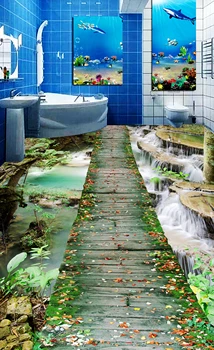 

[Self-Adhesive] 3D Wooden Bridge By The Water 133 Floor Wallpaper Mural Wall Print Decal Wall Murals