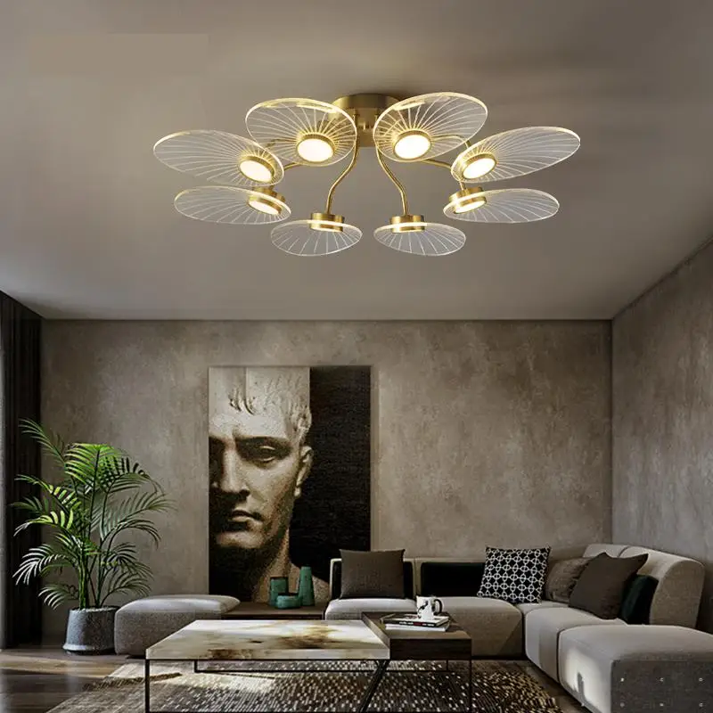 Современный светодиодный потолочный светильник Goldenk & White Lustre медный новый