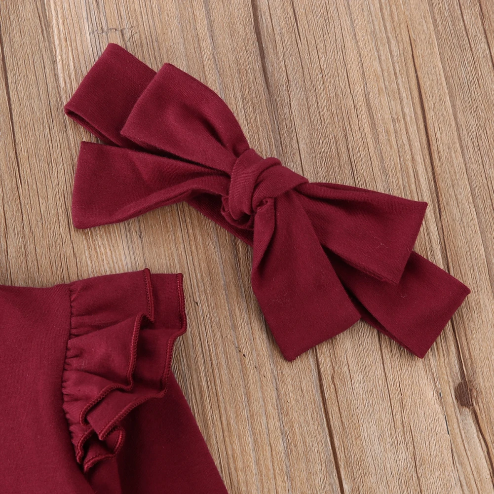 Toddler Girl Clothes Newborn Baby Girl Clothes Fly Sleeve Tops+Leggings Pants+Headband 3Pcs Outfit Tracksuit Size 0-24M
