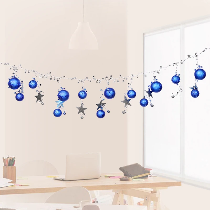 2 M Christmas Pendants Jingle Bell Bow Christmas Tree Five Star Ball Hanging Decoration Xmas Tree Ornament Festive Supplies