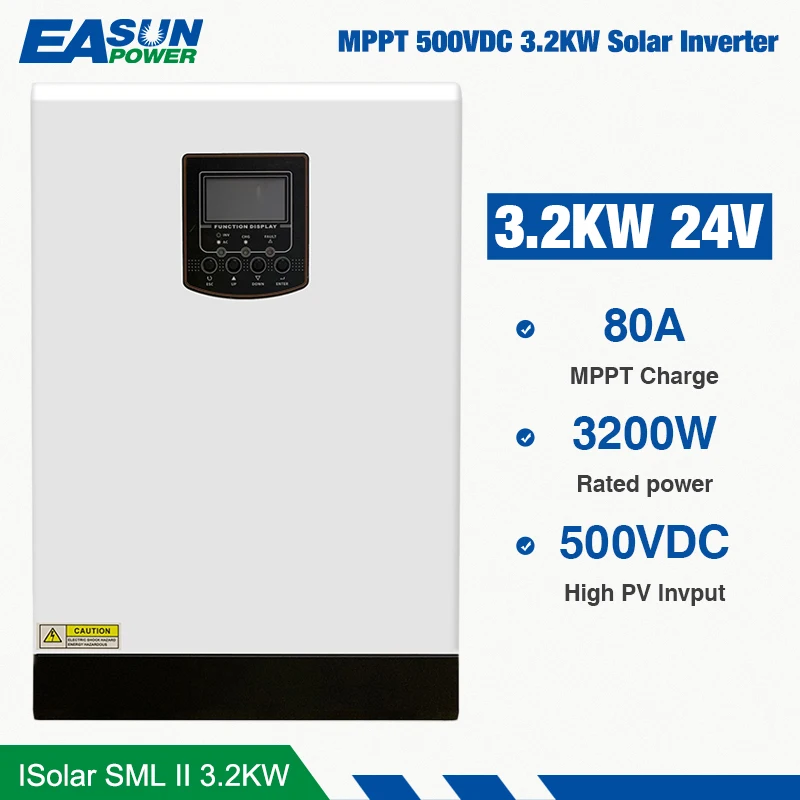 Solar Wechselrichter 3KW 24V 220V Hoher PV-Eingang 500VDC 80A MPPT Solar 