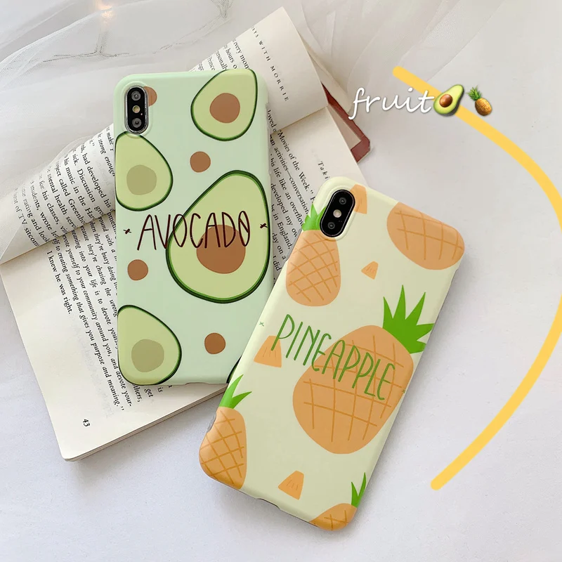 

XBXcase Summer Avocado Pineapple Cases for iPhone 8 6 6S 7 Plus Fashion Phone Cases For iphone X XR XS Max Soft IMD Back Cover