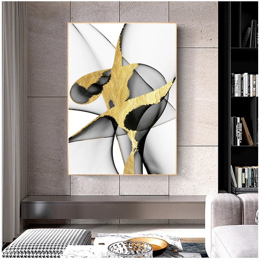 Art Wall Picture For Living Room Luxurious Home Decor Abstract Golden