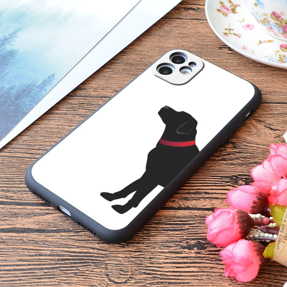 

For iPhone Black Labrador With Red Collar Print Soft Matt Apple iPhone Case