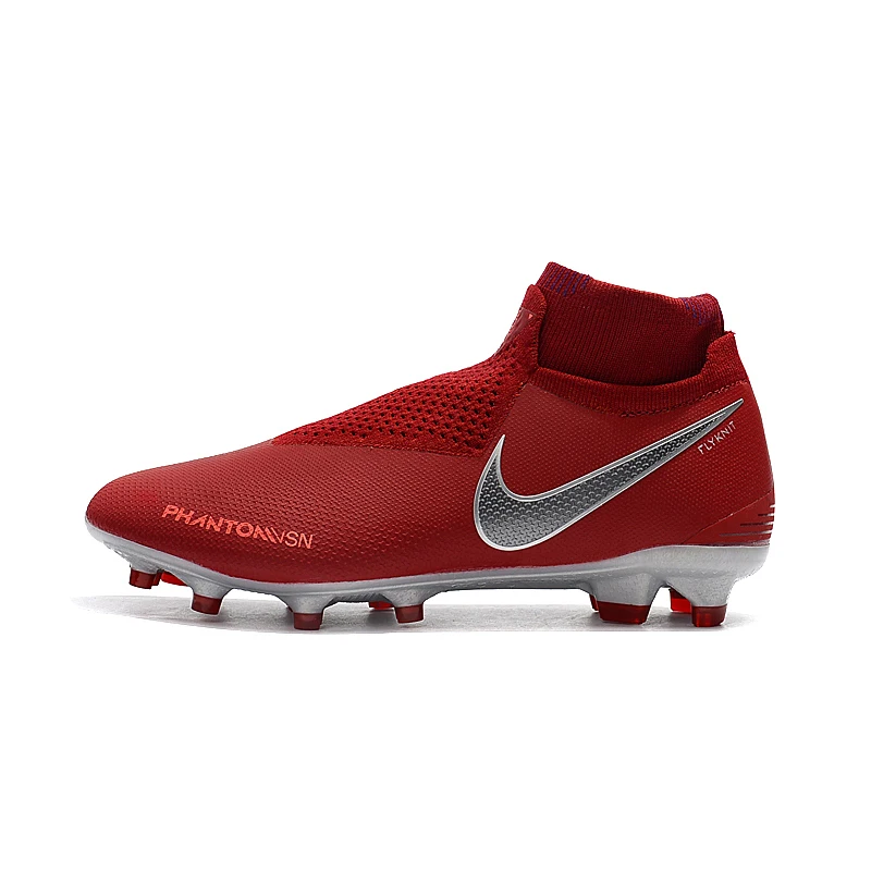 NIKE Phantom VSN Elite DF FG трикотажные водонепроницаемые бесшовные носки мужские футбольные бутсы обувь цвет слипоны футбольная обувь - Цвет: Красный