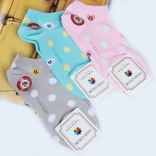 Носки в горошек с рисунком из мультфильма; милые забавные милые женские хлопковые носки со звездами, любящими сердцами, облаками; сезон весна-осень; удобные повседневные корейские носки kawaii