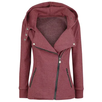 

2020 Zipper Warm Fashion coats Women Long Sleeve Plush Jackets Hoody Jumper Overcoat Outwear Female winter coat Sweatshirts#2