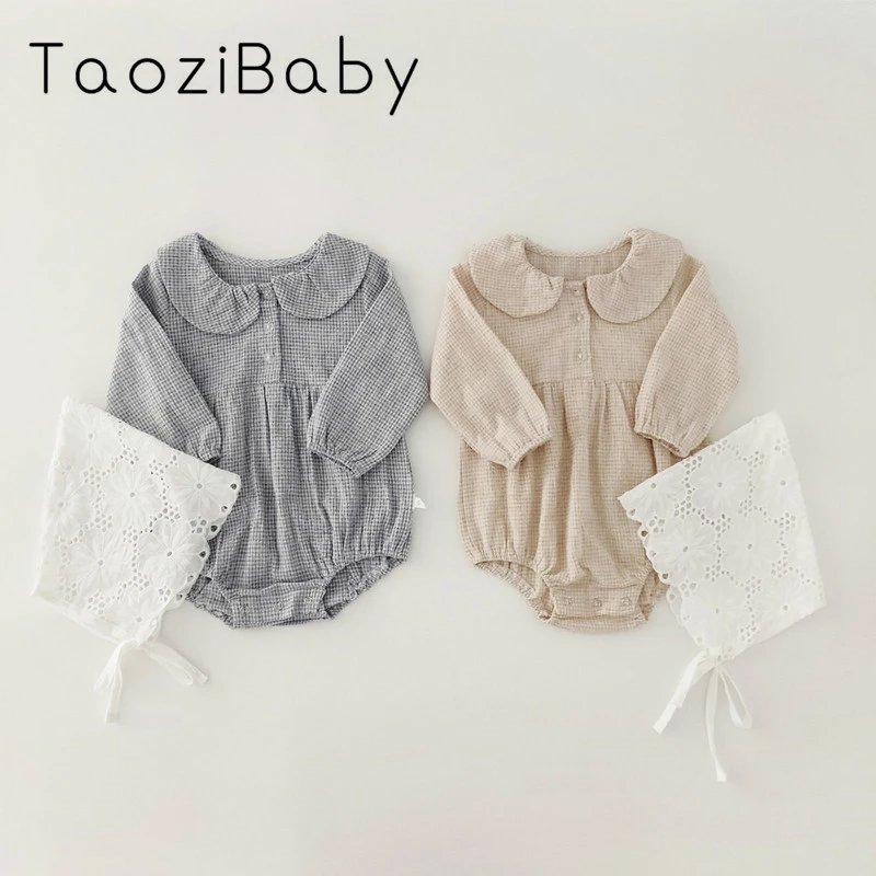 beige romper baby girl