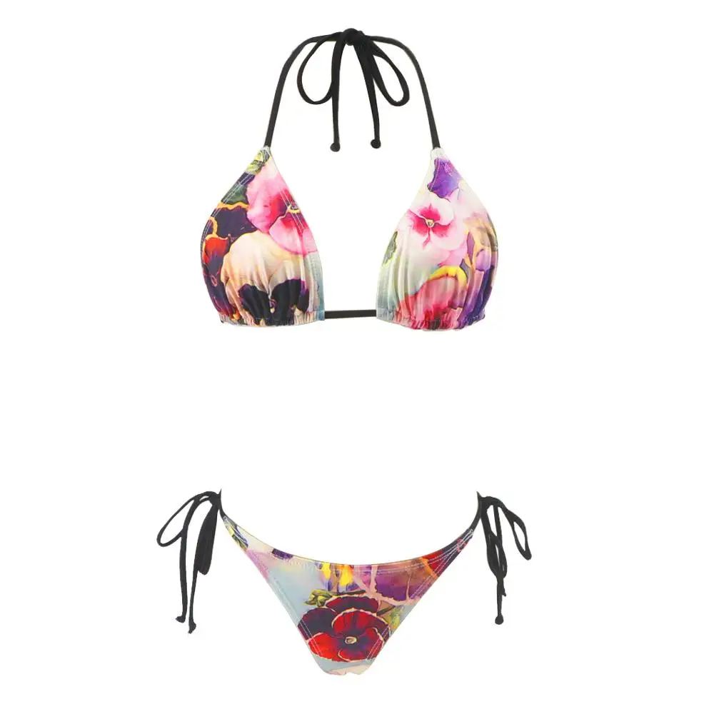 Floral 12 Сексуальные стринги бикини Для женщин пляж Бразильские Купальники Женский комплект отход пляжный купальник со стрингами, бикини, S-XL 67 - Цвет: Floral 12