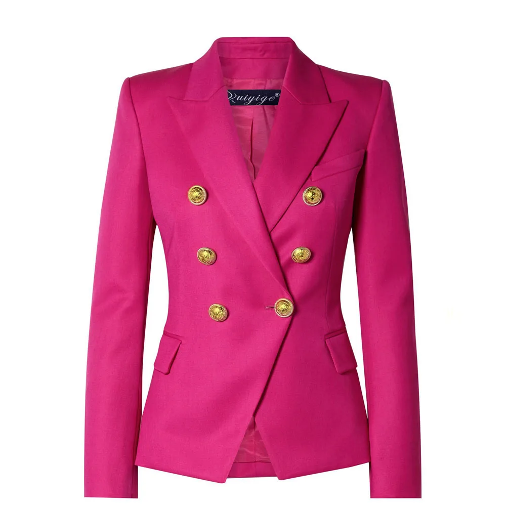 rose red Bleiser Mujer De Moda Женские топы и блузки с пуговицами и блестками - Цвет: rose red