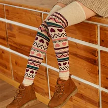 Гетры с геометрическим рисунком для женщин и девушек, эластичные облегающие гетры выше колена, теплые длинные чулки, женские гетры, гетры Vrouwen