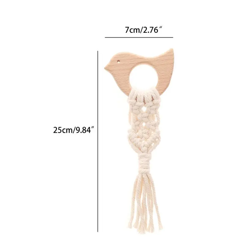 Organic Macrame Teether Boho Teething Ring Baby Sensory Toy Natural Cotton Teething Toy Gender Neutral Baby Toy have certificate