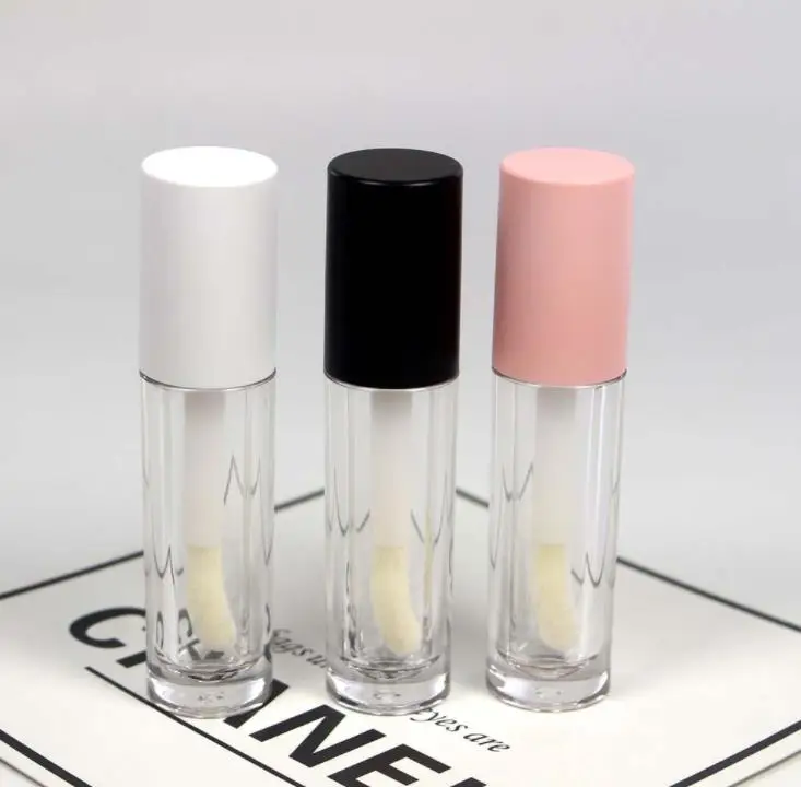 

100PCS 5ml Big Brush Lip Gloss Tubes With Wand Frosted Lip Balm Tube Black White Transparent Cosmetic Refillable Bottle SN678