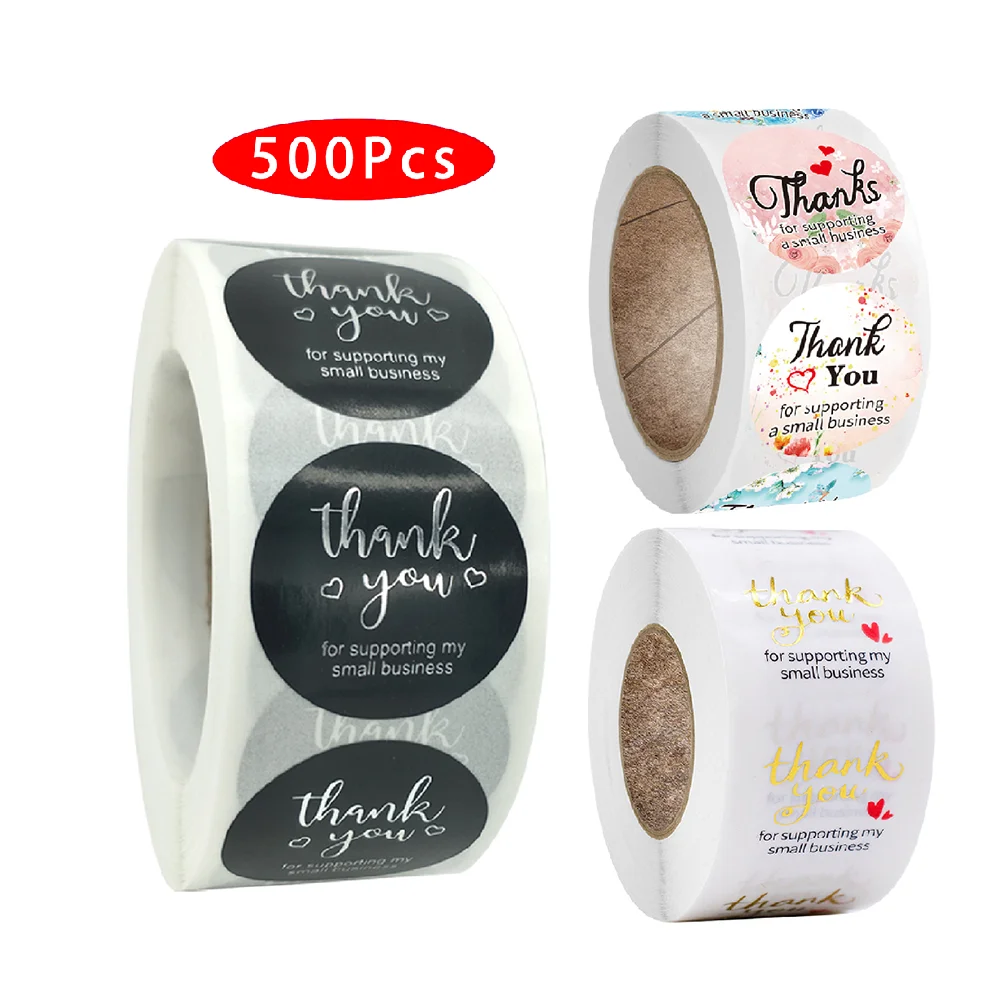 

500Pcs Vintage Kawaii Aesthetic Thank You Sticker Packaging Support My Your Small Business Travel Journal Seal Label Scratch Off