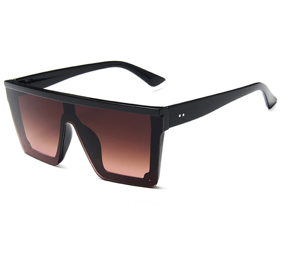 Солнцезащитные очки больших размеров, Женская квадратная большая рама, плоский верх, заклепки, градиентные линзы, солнцезащитные очки для женщин и мужчин, винтажные зеркальные Оттенки UV400 - Цвет линз: 9 sunglasses