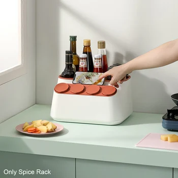 

Kitchen Countertop Storage Organizer Holder Seasoning Jar Rack Cutter Container PP Durable Storage Box Kitchen Supplies