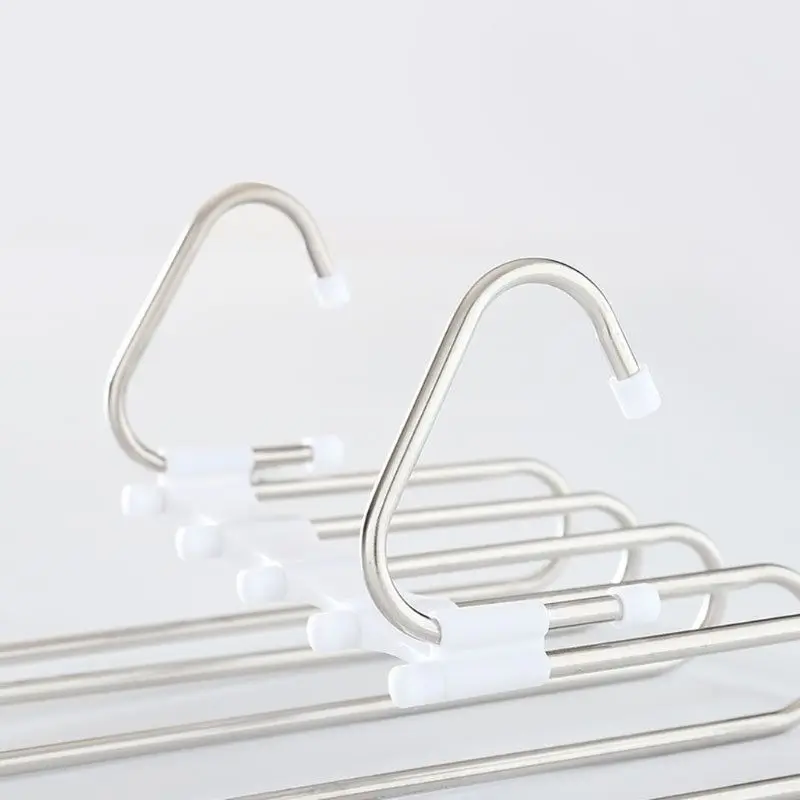 

Multifunction Pants Hanger 5 Tier Stainless Steel Trousers Rack Clothes Storage E7CB