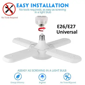 

Music Led Bulb E26/E27 220V Led Lamp Fan Blade Led Bulb Pendant Lights For Living Room Angle Football Lamp Folding Bulb 50W