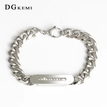 

Silver color Stainless Steel Bling Iced Out Cuban Zirconia Cuban Miami Link For Male's Hip Hop Street Bracelets Jewelry gifts