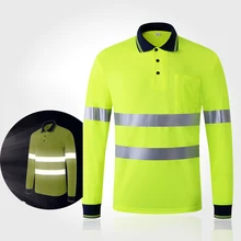 Быстросохнущая Ночная защитная Рабочая Рубашка с длинными рукавами Светоотражающая футболка для ночной работы защитная одежда дышащая Рабочая спецодежда