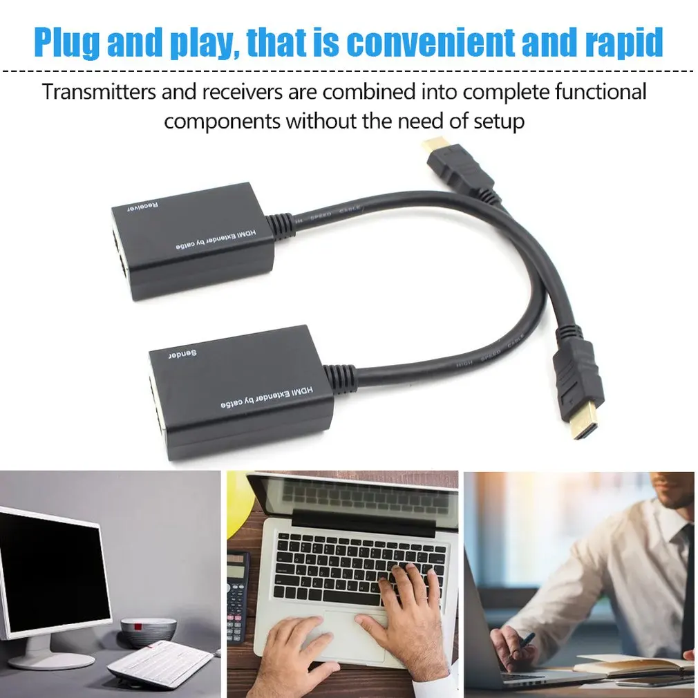 1080p HDMI Over RJ45 CAT5e CAT6 UTP LAN Ethernet Balun Extender Repeater Network Extension Amplifier 1080p HDMI Over RJ45 CAT5e CAT6 UTP LAN Ethernet Balun Extender Repeater Network Extension Amplifier