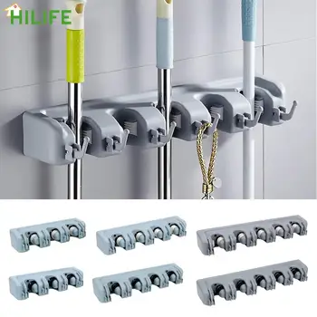 Porta scopa in plastica Gancio per scopa a parete 3/4/5 posizioni Portaoggetti multifunzionale per scopa Organizzatore per il bagno 1