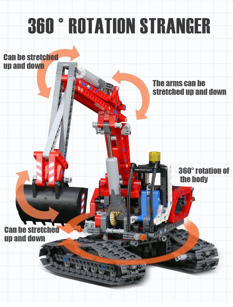 20025 Technic красный инженерный экскаватор набор совместим с 8294 строительные блоки кирпичи развивающие игрушки подарок для мальчиков