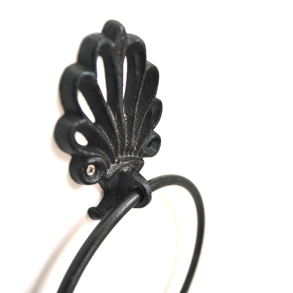 Bathroom Towel Ring Bathroom Towel Holder Cast Iron Towel Holder Towels Ring Hanger Vintage Heavy Duty Metal Unique Rustic Bathroom Decor Hook Retro Creative Shelf Rack
