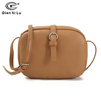 

QIANXILU Female Casual Small Single-shoulder Bag Women PU Leather Phone Bag New Trend Handbag Crossbody Bags With Metal Buckle