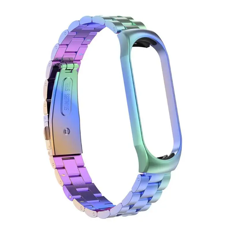 Multicolor Ремешок на запястье из нержавеющей стали металлический ремешок для часов для xiaomi mi band 3 4 умный Браслет mi band 3 ремень сменные ремешки для часов mi 3 - Цвет: Multicolor