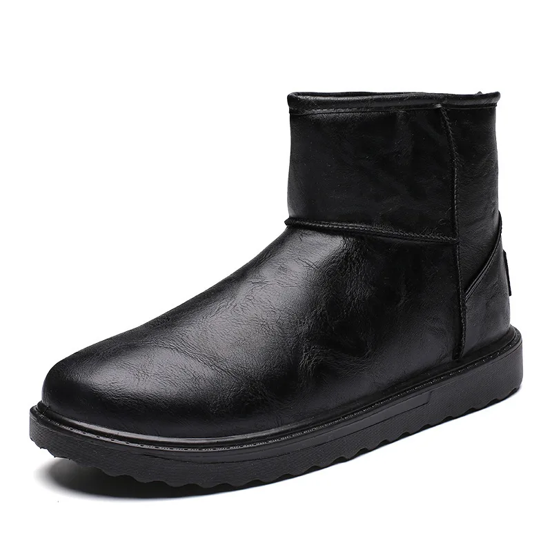 

Mens PU Boots Winter Warm Thicken Snow for Male Comfortable Shoe Raining Anti-skiing