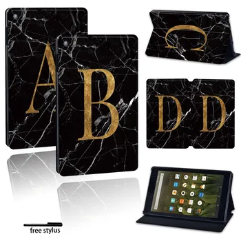 

For Amazon Fire 7 5/7/9th, Fire HD 8 2016/2017/2018,Fire HD 10 alexa Printing 26 letters colors Leather Tablet Stand Cover Case