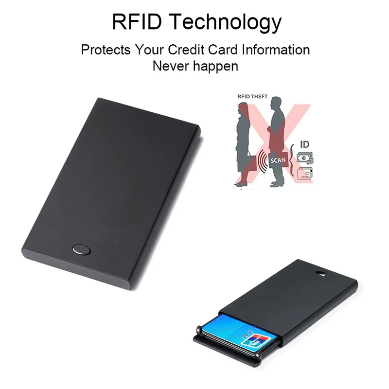 Кошелек мужской короткий металлический с Rfid защитой и отделением для