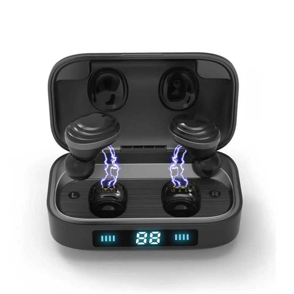 Черный H01 TWS Bluetooth наушники Аурикулярные Bluetooth Супер Мини сенсорное управление функция беспроводные наушники Bluetooth fone de ouvido - Цвет: Черный