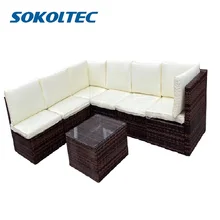 SOKOLTEC High end outdoor sectional sofas teak frame patio garden furniture rattan wicker sofa sets OP2450