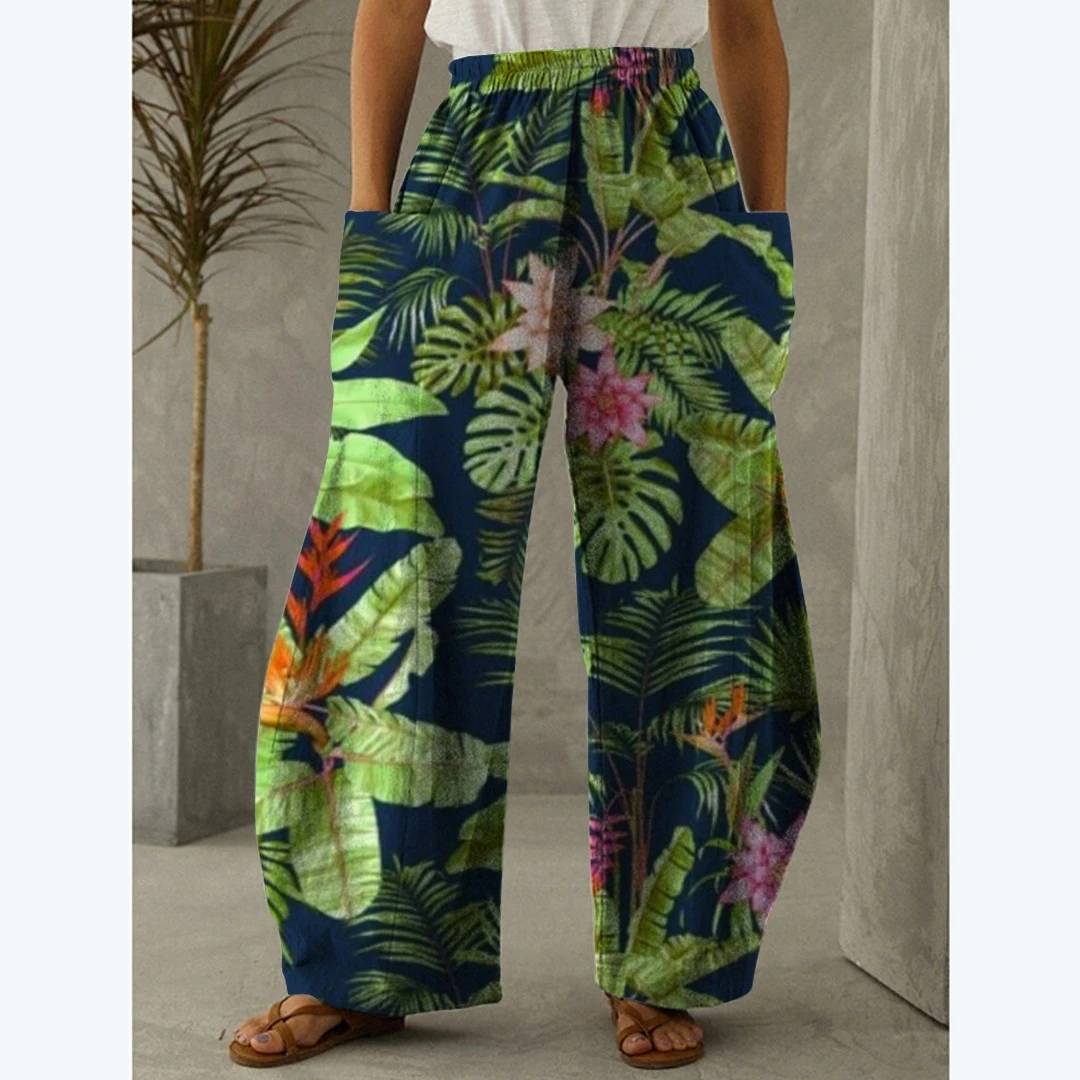 dickies pants New Bohemian Floral 3D Print Women Long Pants Oversized Streetwear High Waist Vintage Pockets Harem Pants Girls Trousers Bottoms work pants