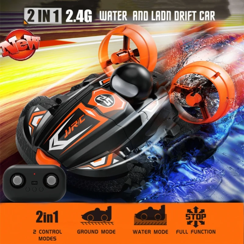 Omi-Directional Drive Rc 2-In-1 Veicolo Da Corsa Anfibio Hovercraft Boat Water And Land Stunt Drift Multi Speed Electric Rc Car