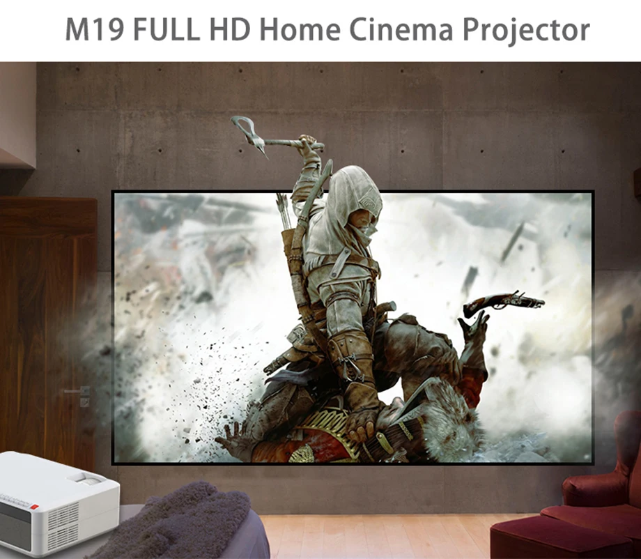 Smartldea Real 1080p Projector AC3 Full HD M19, Android 9.0, 1920x1080p 6800lms Multimedia Proyector Video Games 3D Home Beamer art projector