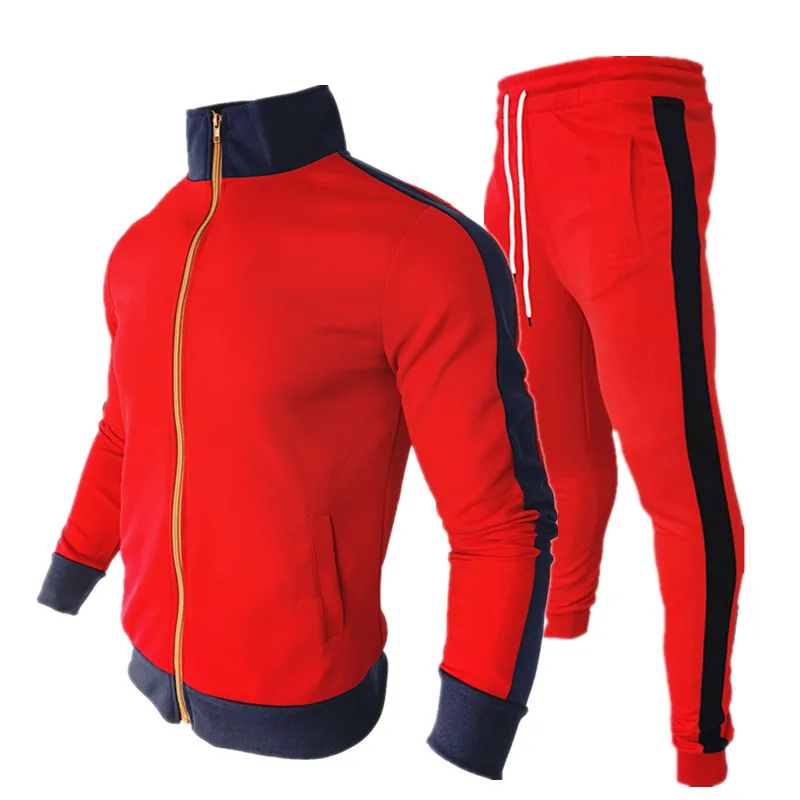 Men's Set 2 Pieces Jacket + Pants 2021 Fashion Casual Zipper Sports Suit Homme Patchwork Sportwear Streetwear  Mens Clolthing