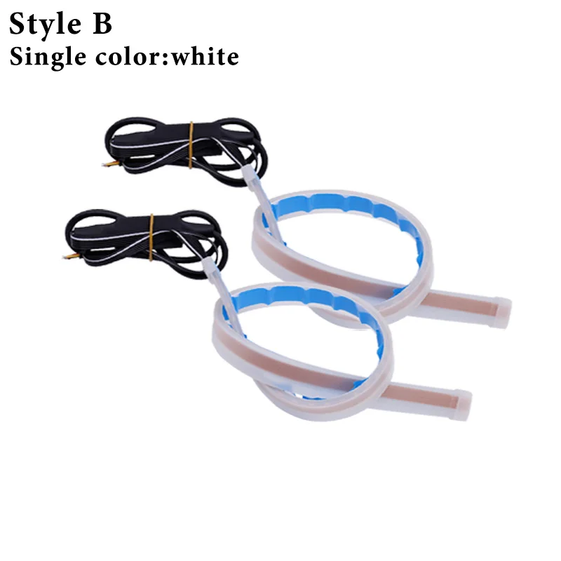 Style B white 2 шт. 30/45/60 см DRL светодиодный автомобиль бег светильник светодиодный полосы Ангельские глазки дневного светильник Мягкая трубка направляющая Водонепроницаемый сигнал поворота - Цвет: Style B white