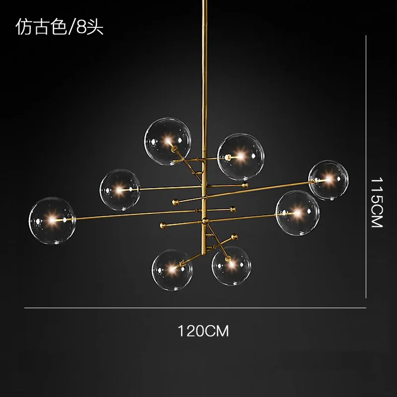 81200 height 1150 Стеклянные волшебные бобы люстра Ins Современный Лаконичный Ресторан гостиная спальня выставочный зал золотые лампы и фонари - Цвет корпуса: 81200 height 1150