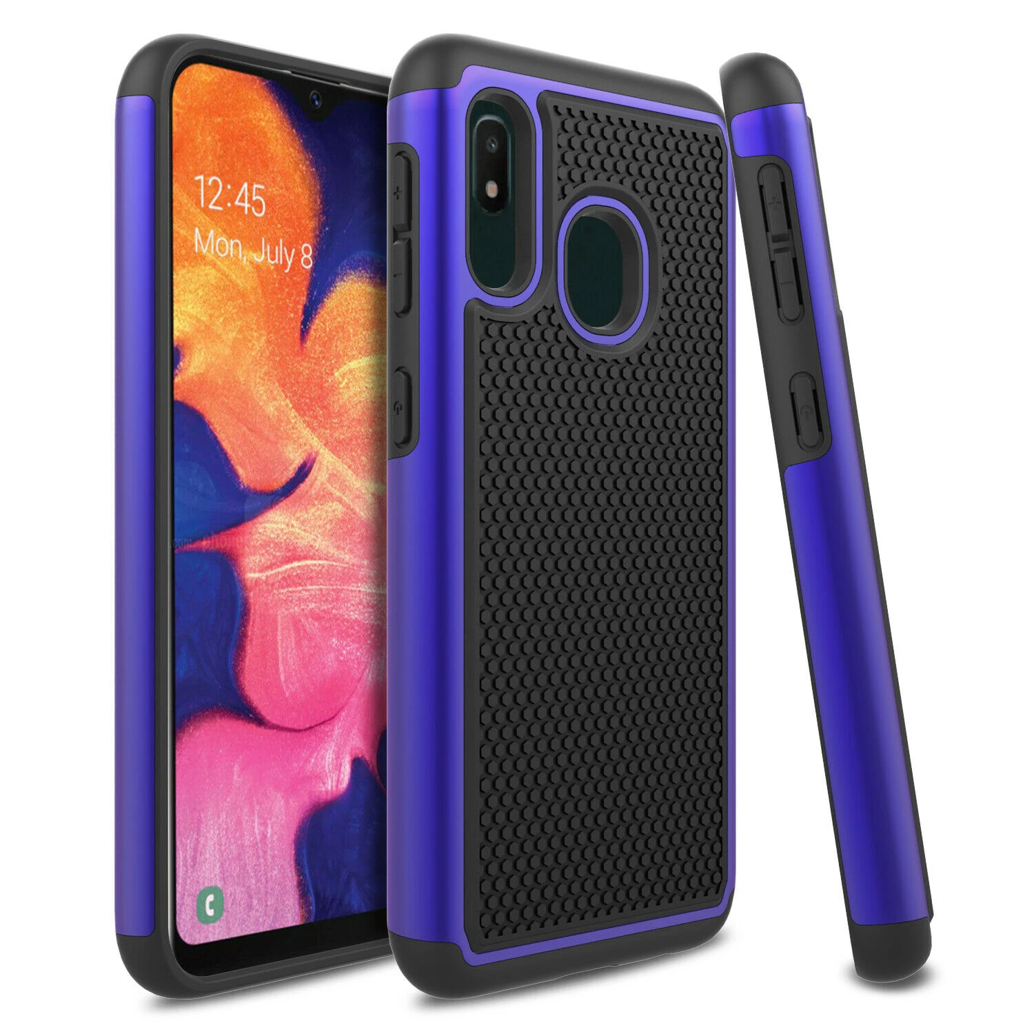 Для samsung Galaxy A10e A20e A20 A30 A50 чехол-Гибридный ударопрочный тонкий жесткий защитный чехол для телефона с прозрачным закаленным стеклом 9H - Цвет: Синий